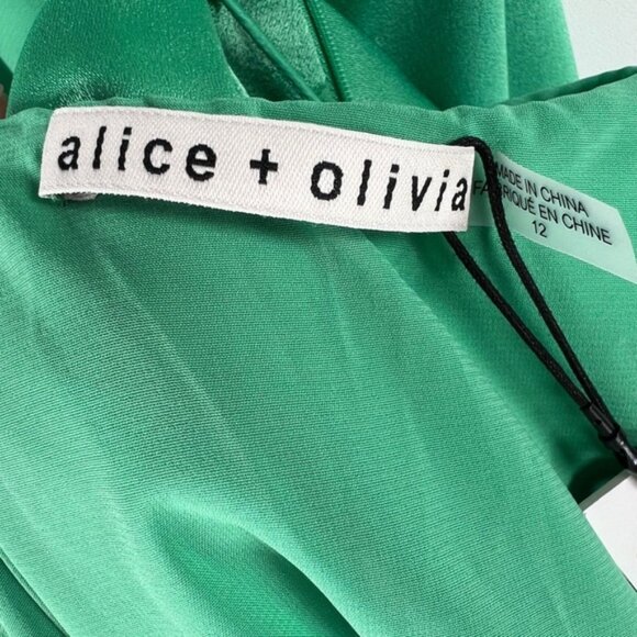 NWT alice + olivia JADE Cowl Back Lined‎ Satin Mini Dress CC005205551 Size 12 - Picture 9 of 16